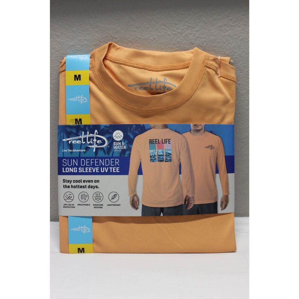 Reel Life men's crew‎ neck Sun Defender long sleeve UV tee t-shirt M